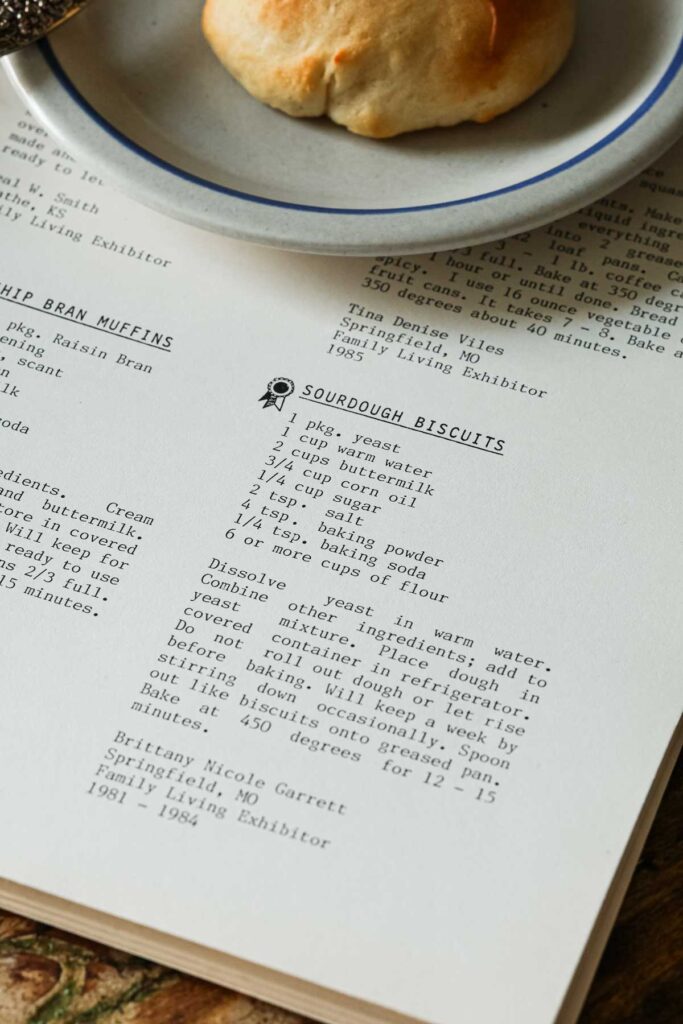 Vintage recipe on table