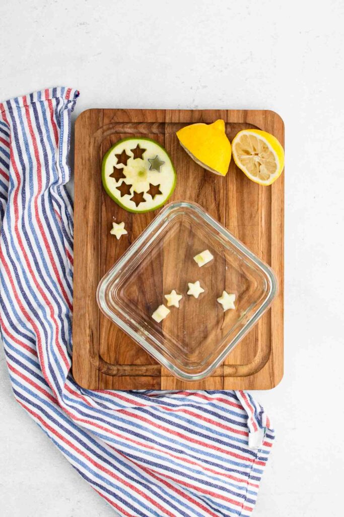 Cutting apples into star shapes.