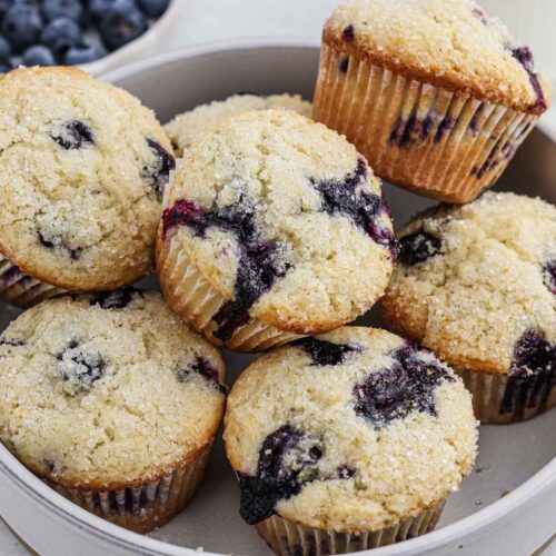 bowl of muffins stacked together.