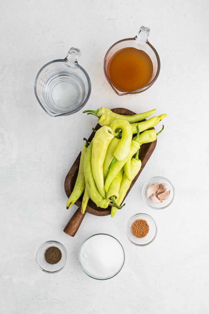 Overhead view of ingredients on cutting board.